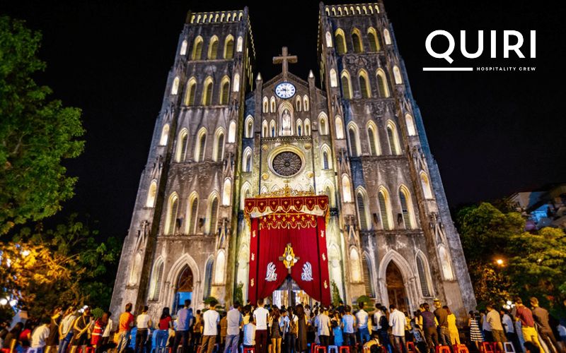 Visit St. Joseph’s Cathedral illuminated at night, perfect for photography.