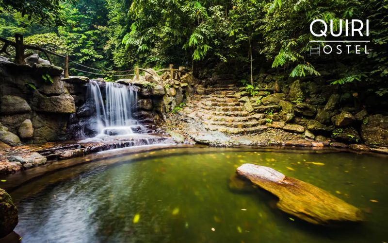 Wooden bridges and waterfalls make this area popular for relaxed exploration.