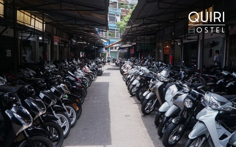 Street shops provide cheap motorbike rental in Hanoi deals